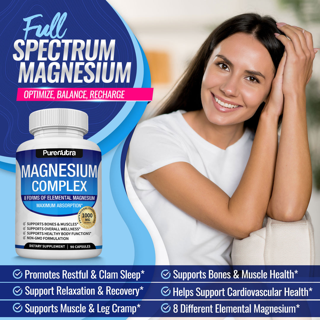 PureNutra® Magnesium Complex - 8 Essential Magnesium Supplement
