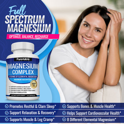 PureNutra® Magnesium Complex - 8 Essential Magnesium Supplement